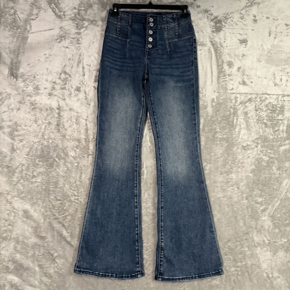 Lucky Brand Stevie High Rise Flare Jeans Medium Wash Multi Button Fly Size 2/26